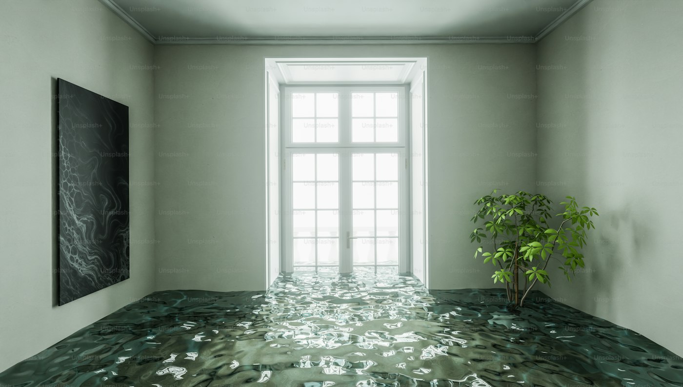 Room affected by water damage